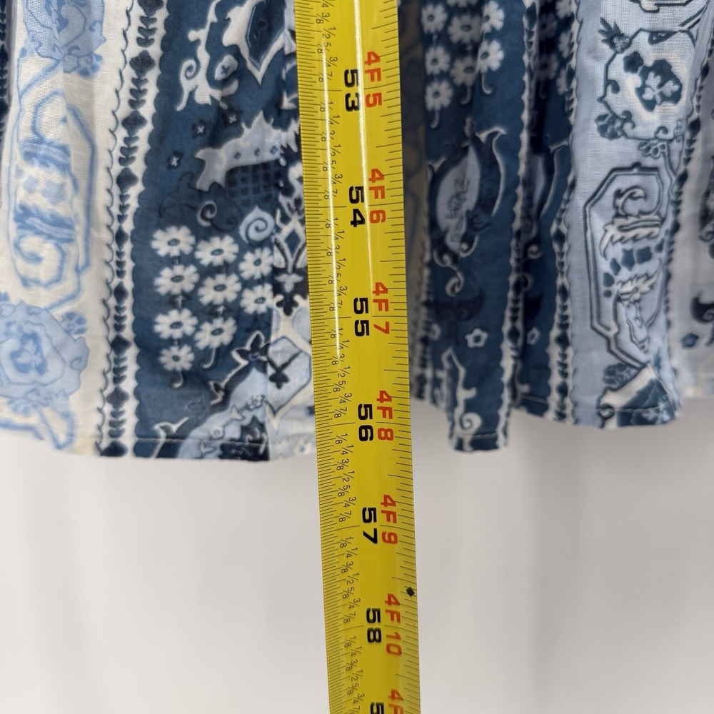 Abercrombie & Fitch Sz MT Blue Bra-Free V Neck Flowy Tiered Tie Back Maxi Dress - Picture 9 of 9
